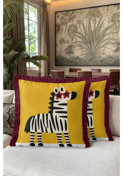 Safari Zebra Figürlü Saçaklı Yastık Kılıfı - Pop Art Hayvan Temalı Bordo Püsküllü Kırlent Kılıfı Derin Düş Serenat Safari Zebra Figürlü Saçaklı Yastık Kılıfı - Pop Art Hayvan Temalı Bordo Püsküllü Kırlent Kılıfı Derin Düş Serenat