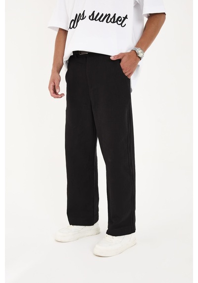 Rocqerx R-4419 Fermuarlı Baggy Pantolon Siyah