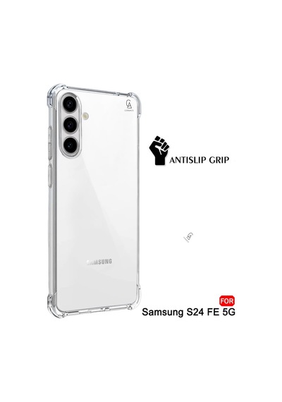 Samsung Galaxy S24 Fe Uyumlu Köşe Dolgulu Anti Şok Telefon Kılıfı Ve 5d Kırılmaz Cam Ekran Koruyucu Şeffaf