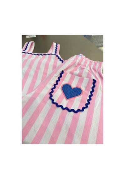 Poala Kids Kalp Nakışlı Keten Takım Pembe