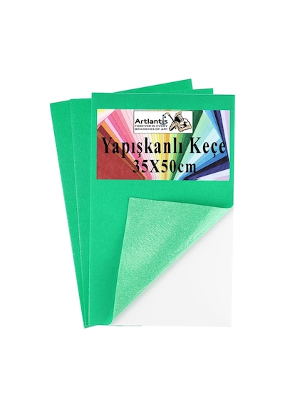Açık Yeşil Yapışkanlı Keçe 50x70 Cm 3 Adet 2.0 Mm Kendinden Yapışkanlı Renkli Hobi Keçesi Elişi Keçe Kumaşı Anasınıfı