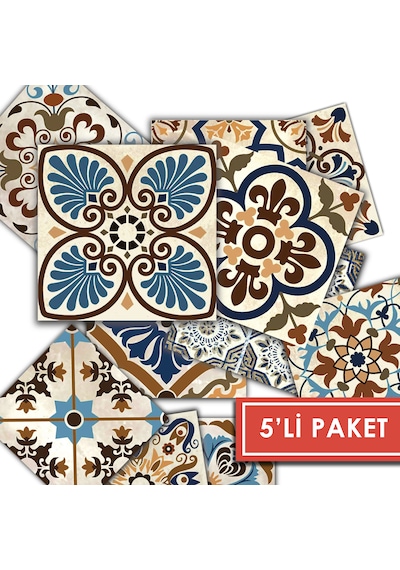 Kendinden Yapışkanlı Karma Fas Desenli Pvc Karo 20x20 Cm 5 Li Paket