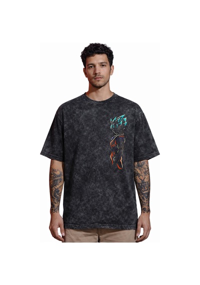 Tasarım Son Goku Dragon Ball Anime Sırt Baskılı Unisex Oversize V Siyah