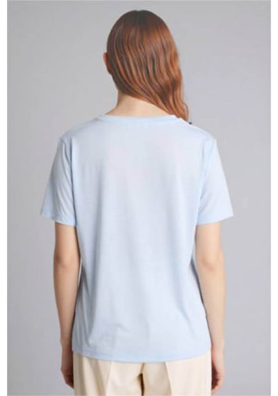 Defacto Baskılı Mavi Kadın T-shirt G2883ax/be177 Mavi