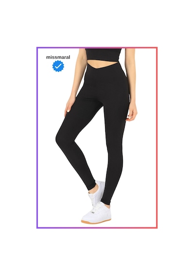 Missmaral Siyah Slim Fit Yüksek Bel Toparlayıcı Spor Tayt Flatlock Dikiş Detaylı Fit Tasarım Oslo 1090 SiYAH