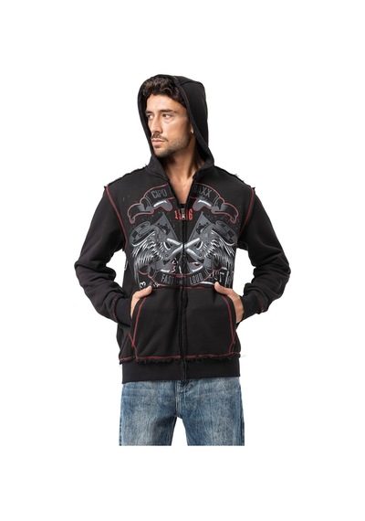 Cipo & Baxx Erkek Kapüşonlu Sweatshirt Baskılı Ve Tasarımlı Rock Tarzı Regular Fit Cl598 Siyah
