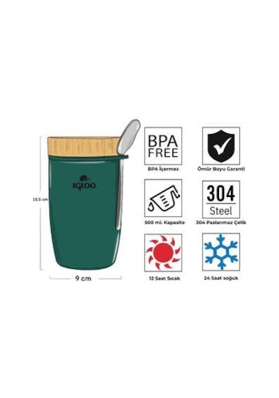 Igloo Bamboo Yemek Termosu 500ml-yeşil Yeşil