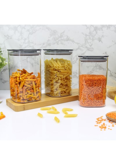 12 Adet 1.1 Lt İstiflenebilir Kristal Vakumlu Erzak Kabı 1.1 Lt Vakumlu Saklama Kabı