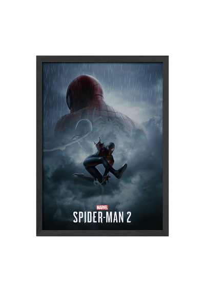 Spider-man Siyah Ahşap Çerçeveli Poster, Dekoratif Oyun Duvar Tablosu
