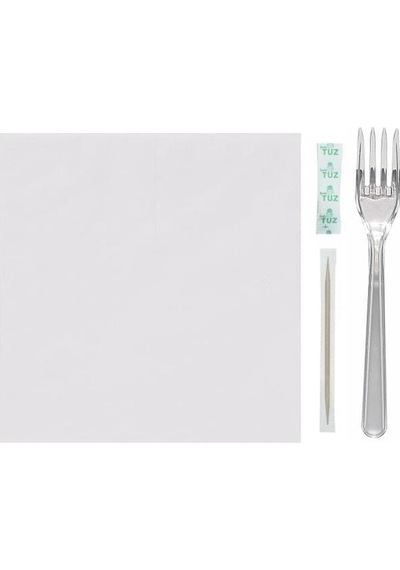Çatal Set 4'Lü Lüks 500'Lü Kolı Lüks  Çatal-Peçete-Tuz-Kürdan
