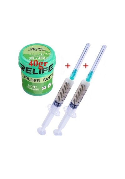 Relıfe Rl-402/ Krem Lehim Paste 183 C 40g Flux Lehim Toplama Elektronikçi Yardımcı Seti02