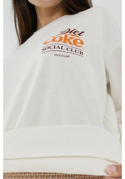 Hiccup Baskılı Yuvarlak Yaka Sweatshirt Tozlu Beyaz