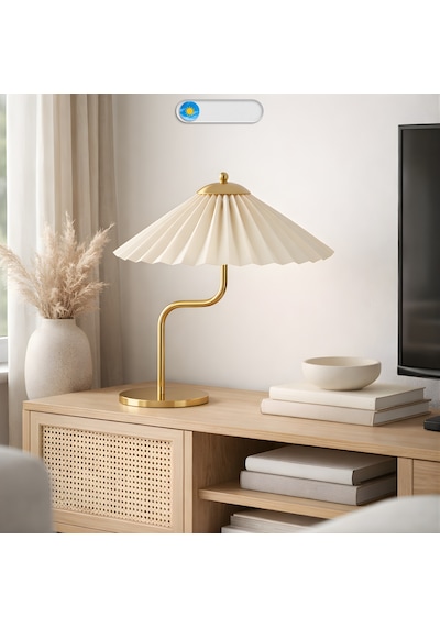 Avelis Gold Gövde Krem Başlık Dekoratif Abajur