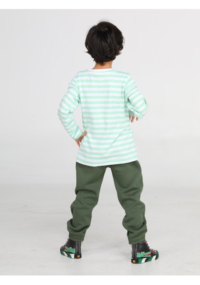 Casabony Yeşil Yazılı Dino Jogger +T-Shirt Takım-Koyu Yeşil