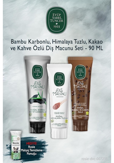 Eyüp Sabri Tuncer Bambu, Himalaya, Kakao Özlü 3'lü 90 Ml Diş Macunu, Rosie Beyazlık