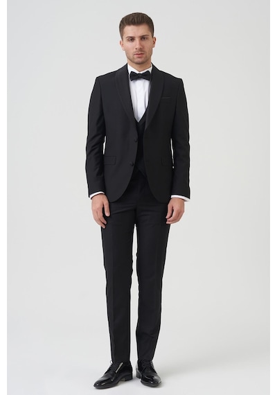 White Stone New York D2401 Slim Fit 6 Drop Takım Elbise Siyah - Siyah