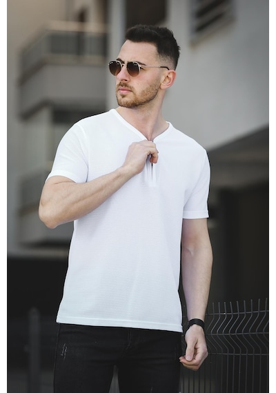 Ivy Otoban Kumaş Fermuarlı V Yaka Erkek Tshirt 001