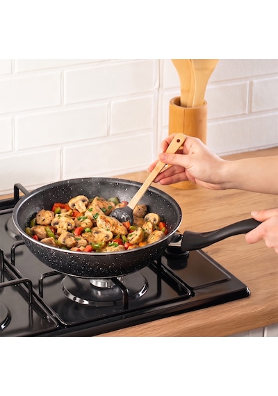Porsima 579.0111 Granit Wok Tava 26cm Siyah