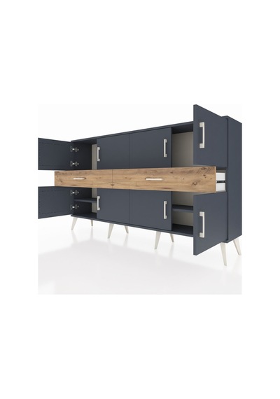 Arges Konsol 4 Raflı 2 Çekmeceli 8 Kapaklı 176x30x99 Antrasit-ant Antrasit-antrasit/çam Arges Konsol 4 Raflı 2 Çekmeceli 8 Kapaklı 176x30x99 Antrasit-ant Antrasit-antrasit/çam
