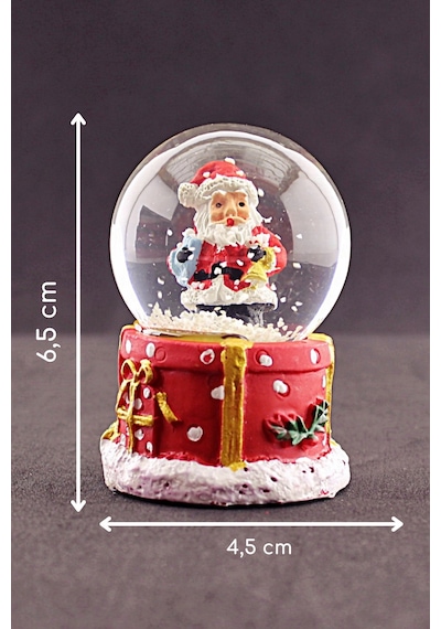 Yılbaşı Hediyeleri Temalı Mini Boy Işıklı Kar Küresi 6.5 Cm