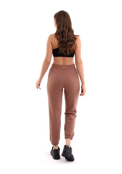 Winmoda34 Jogger Bol Kesim Kalın 3 Iplik Şardonlu Eşofman Altı Kadın Sütlü-kahve