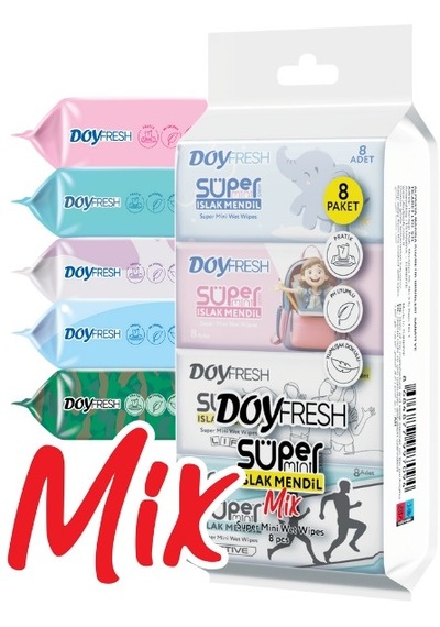 Doyfresh Mini Islak Cep Mendil 8 Li- 12 Adet Tekli