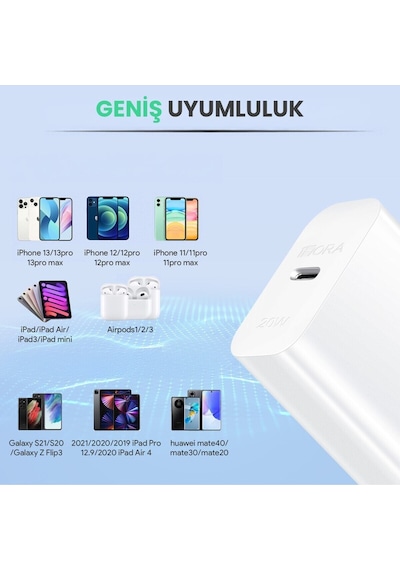Gar154 Pd20w Şarj Aleti Ve Lightning Kablo Seti - Apple iPhone Uyumlu Hızlı Şarj-1 Metre-beyaz