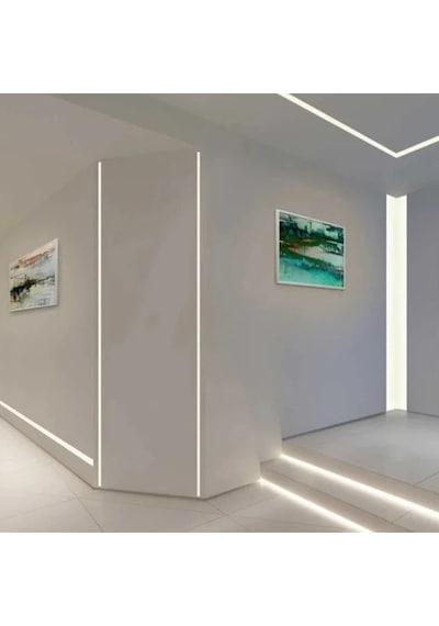 10 Lu Set Led Kanal Profil Alüminyum 13x6mm 2 Metre Sıva Üstü İnce Kasa Opak Pleksi Difüzörlü Lineer Led Kanal 2128