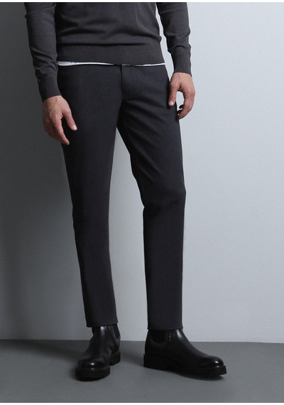 Ramsey Gri Düz Dokuma Slim Fit Casual Pamuk Karışımlı Pantolon Ramsey Gri Düz Dokuma Slim Fit Casual Pamuk Karışımlı Pantolon