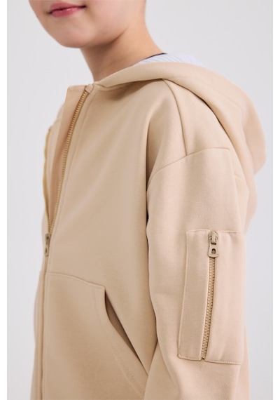 Panço Erkek Çocuk Fermuarlı Bej Sweatshirt 2611bk08003 Krem