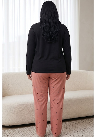 Siyah İnci Nakışlı Pamuklu Likralı Büyük Beden Battal Boy Örme Pijama Takım 26240951 Siyah Siyah İnci Nakışlı Pamuklu Likralı Büyük Beden Battal Boy Örme Pijama Takım 26240951 Siyah