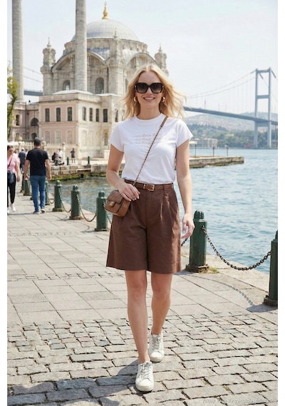 Lela Bayan Şort 668yp5439 Kahve Kahve