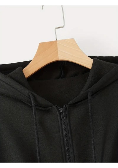 Altamira Kadın Fermuarlı Oversize Kapşonlu Crop Hırka 001