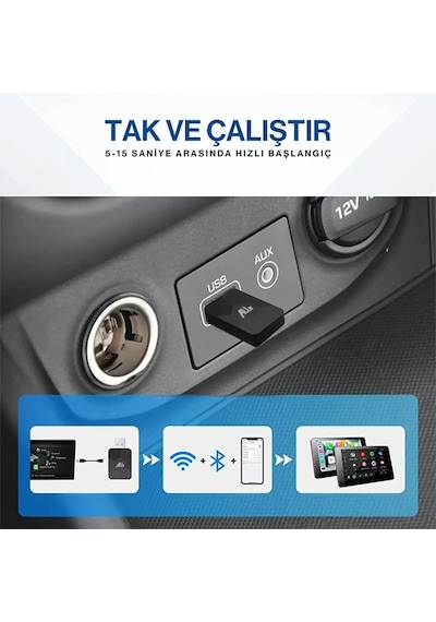 Ally Kablosuz Car Play Adaptörü Apple, Uyumlu Ve Android Cihazlar Için Wireless Carplay Çevirici- 5775