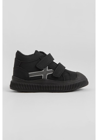 Tonny Black Esnek Termo Taban Çift Cırtlı Şerit Desenli Çocuk Unisex Siyah Spor Kısa Bot Tbrzn015 Siyah