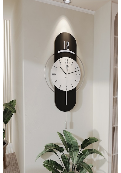 MetaQuartz Aksesuar Antrasit-gümüş Milano Time Modern Dekoratif Metal Duvar Saati