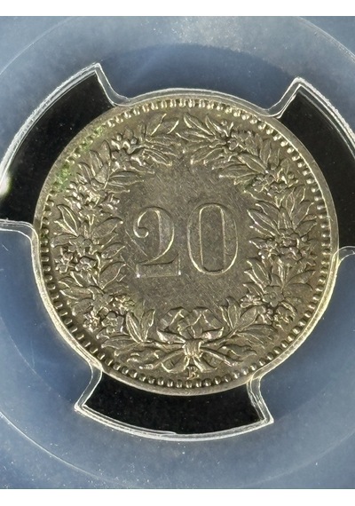 Pcgs Au55 1894 İsviçre 20 Rappen Qr Kodlu Sertifikalı Orijinal Koleksiyon Parası