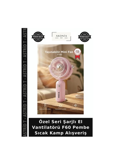 Özel Seri Şarjlı El Vantilatörü F60 Pembe Sıcak Kamp Alışveriş