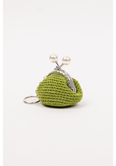 Fabric Craft Bag Mini Bozuk Para Cüzdanı Anahtarlık Klipsli Kiremit - Altın Yeşil
