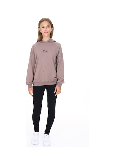Toontoy Kız Çocuk 2'li Takım Baskılı Kapüşonlu Düşük Omuz Sweatshirt & Basic Düz Tayt Kahverengi Toontoy Kız Çocuk 2'li Takım Baskılı Kapüşonlu Düşük Omuz Sweatshirt & Basic Düz Tayt Kahverengi