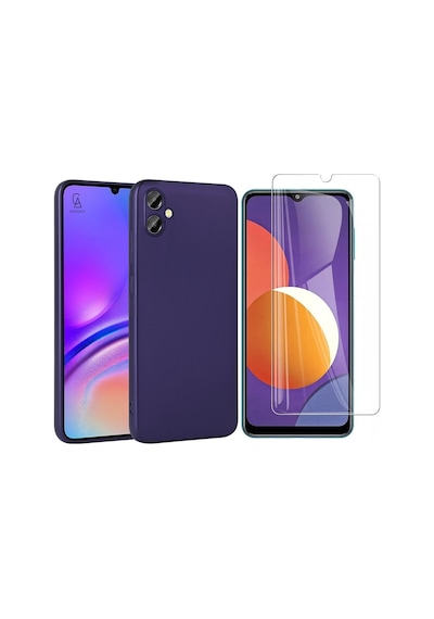 Samsung Galaxy A06 İle Uyumlu Kılıf Soft Yumuşak Telefon Kılıfı Ve Temperli Cam Ekran Koruyucu Lacivert