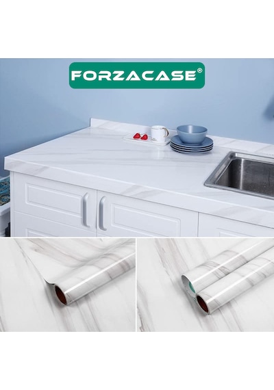 Forzacase Mermer Desenli Beyaz Folyo Kaplama 5 Metre - Fc736