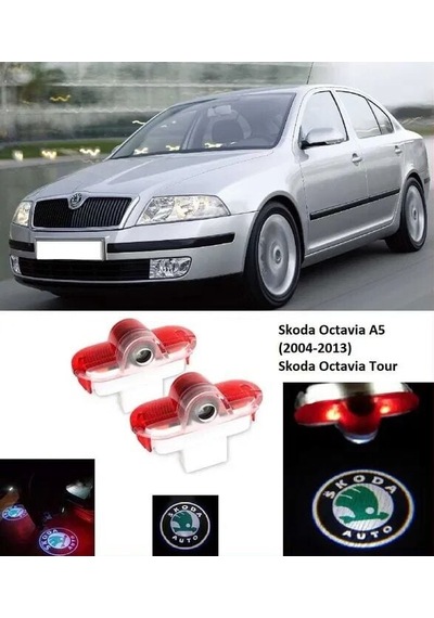 Autogp Skoda Octavia Kapı Altı Işık Lazer Led Logo Hoşgeldin Aydınlatma 2004 / 2012 1 Çift/kutu
