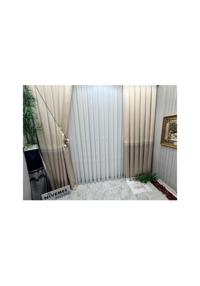 Lexroo Titus Fj632145 V-123 Krem 1/3 Sık Pileli Fon Perde Apm