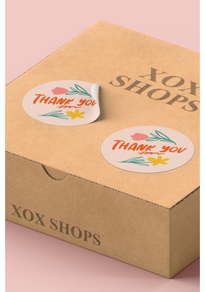 Çilekli Ve Çiçekli Thank You Sticker 3x3cm St2241 Çok Renkli
