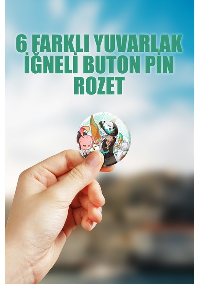 Ifa Genshin İmpact Çanta Süsü Rozet İğneli Buton Rozet Seti 6 Adet Çok Renkli