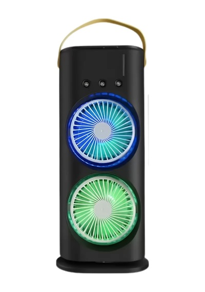 Şarjlı Buharlı Serinletici Fan Rgb Işıklı Çift Pervaneli Masa Fanı