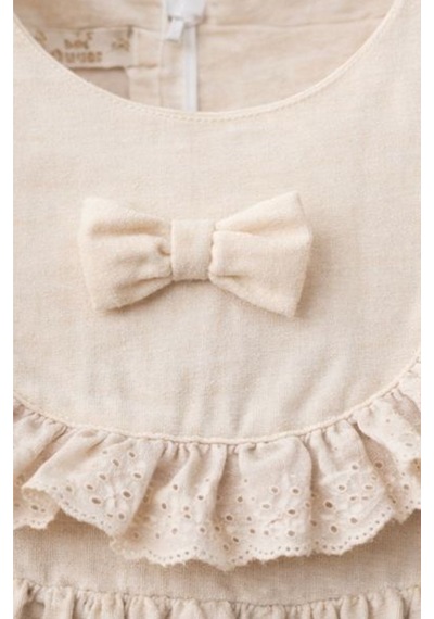 Baby Corner Keten Kız Bebek Elbise Bej