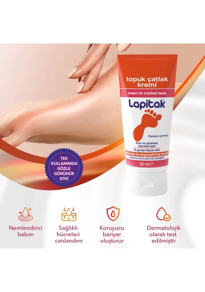 Lapitak Topuk Çatlak Kremi 60ml - Ayak Kremi - Ayak Bakımı - Ayaklardaki Çatlakları Engenlemeye Yardımcı Olur. Kuru Ve Yıpranmış Ayaklarda 24 Saat İçinde Etkisi Hissedilir. Sku: Smg8690010404510