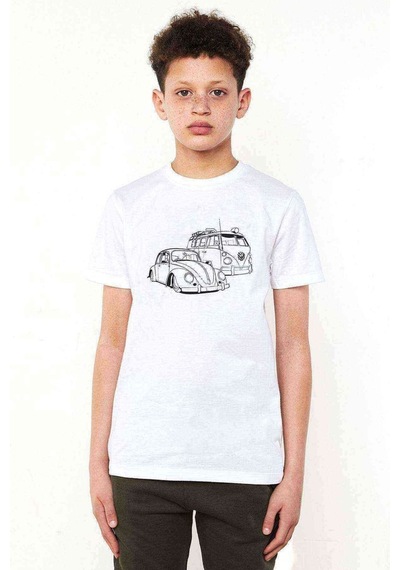 Tshirthane Beetle Caravan Wosvos Baskılı Unisex Çocuk Beyaz T-Shirt